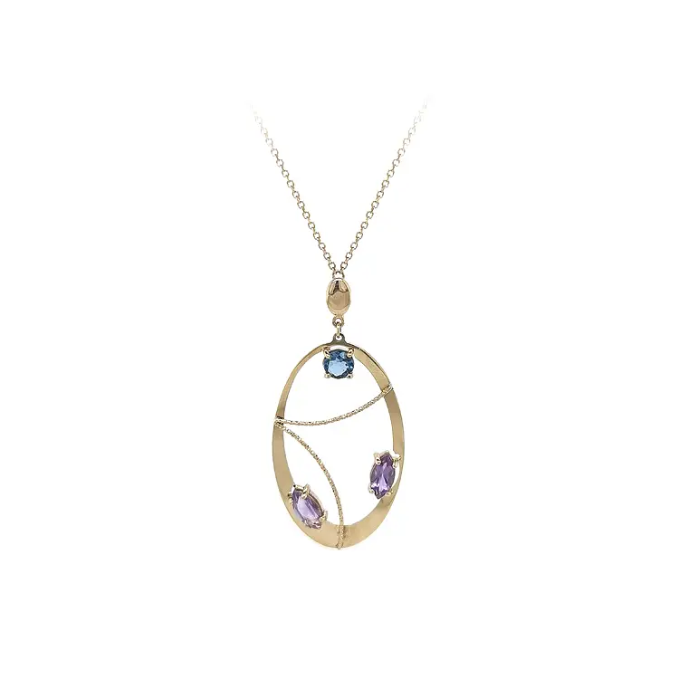 Zlatý Náhrdelník s Barevnými Kameny