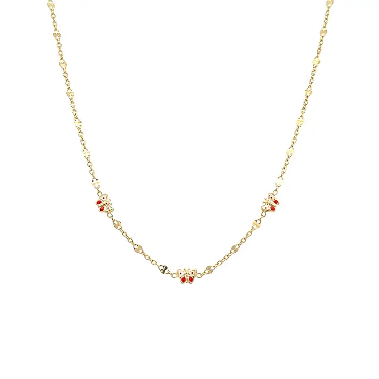 Zlatý Dětský Náhrdelník s Motýlky