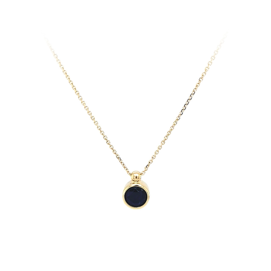 Gold Necklace with Blue Stone