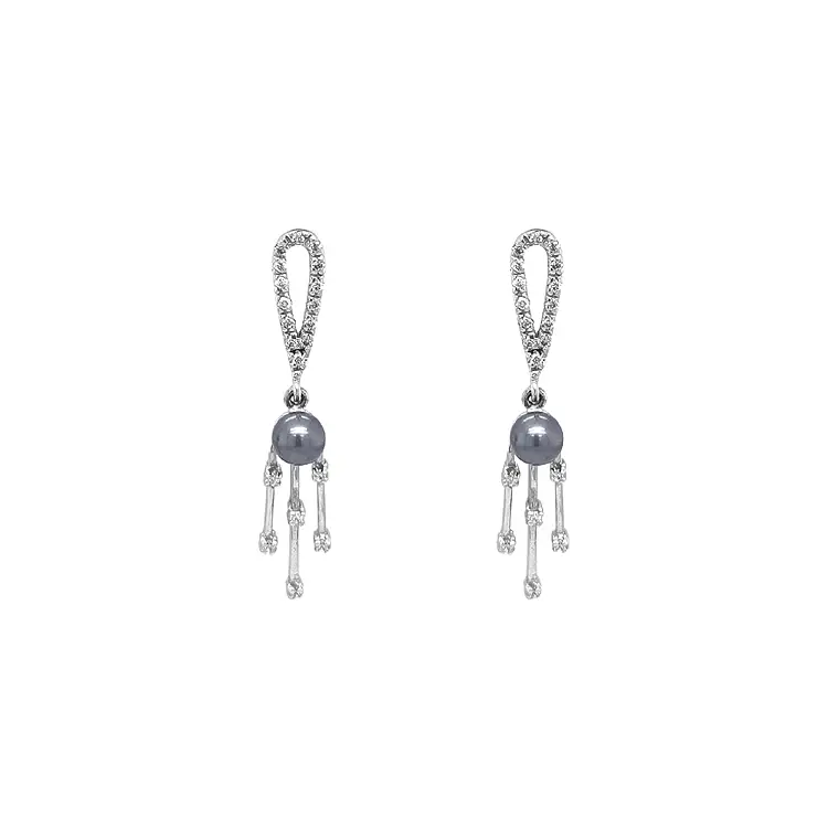 Zlaté Perlové Náušnice se Zirkony