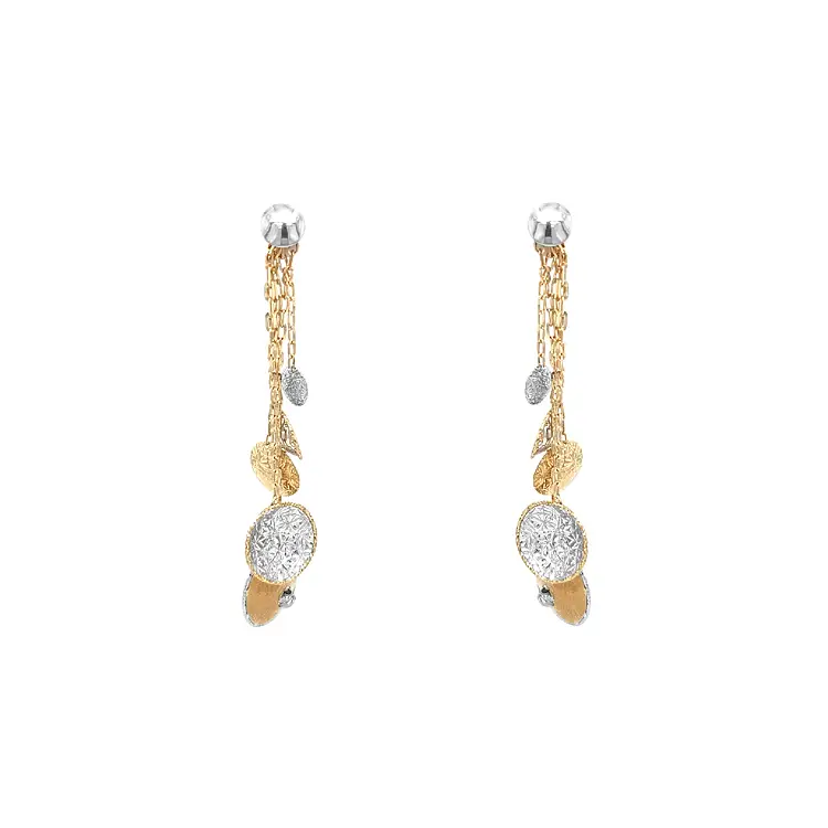 Zlaté Visací Náušnice z Kombinovaného Zlata