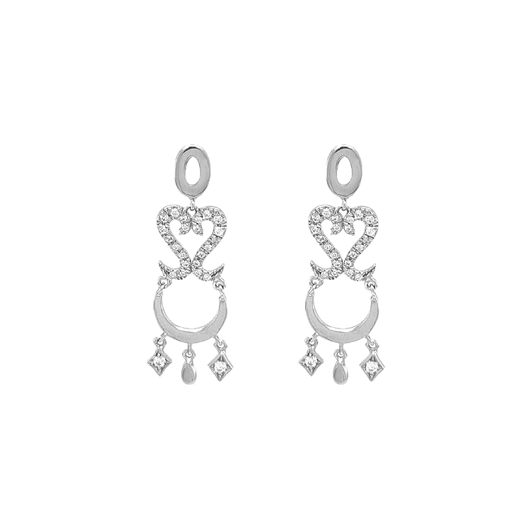 Gold dangle earrings with Zircons