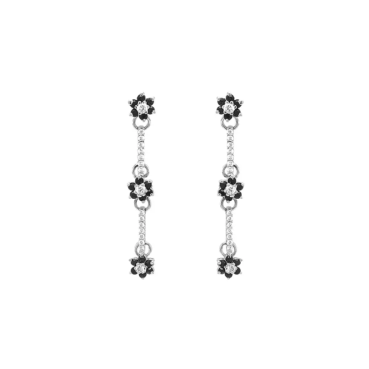 Gold dangle earrings with Zircons