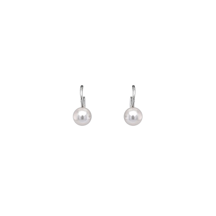 White Gold Pearl Earrings