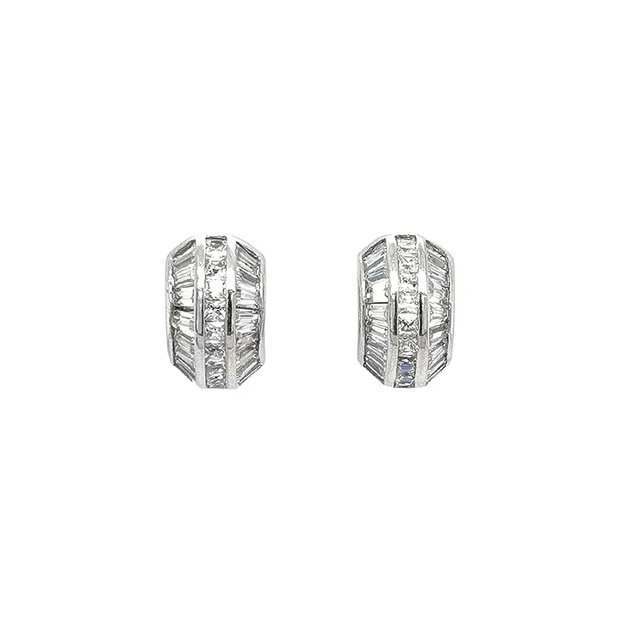 Kruhové Náušnice se Zirkony z Bílého Zlata