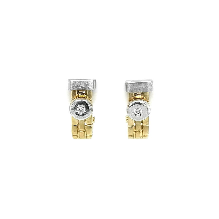 Elegant Two-Tone Gold Earrings with Zirconia