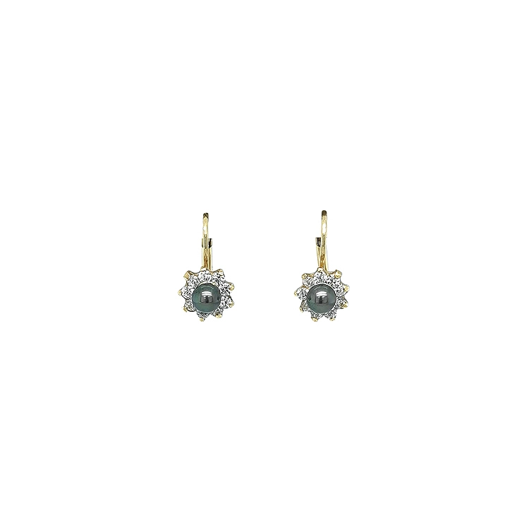Gold Earrings with Pearl and Zircones