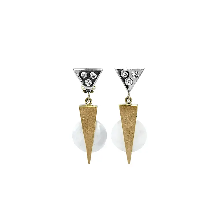 Náušnice s Perletí z Kombinovaného Zlata