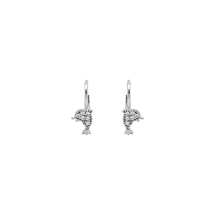 Children's Gold Earrings Dolphins with Zircones