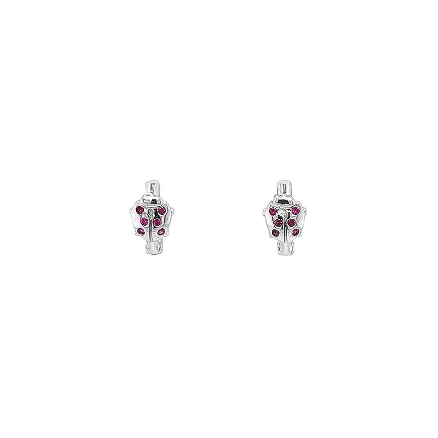 Earrings in Ladybug shape with Red Rhinestones