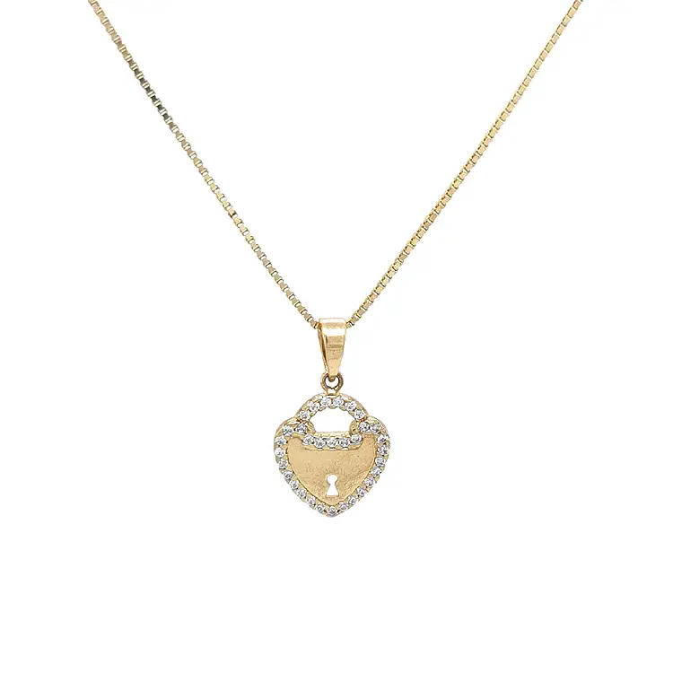 Zlatý přívěsek srdce se zirkony ze žlutého zlata