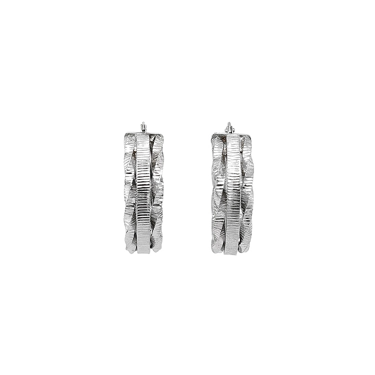 White Gold Round Earrings