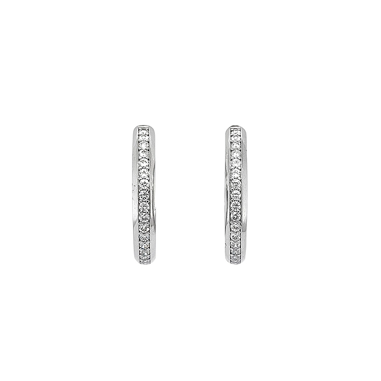 Round Earrings with White Gold Zircons