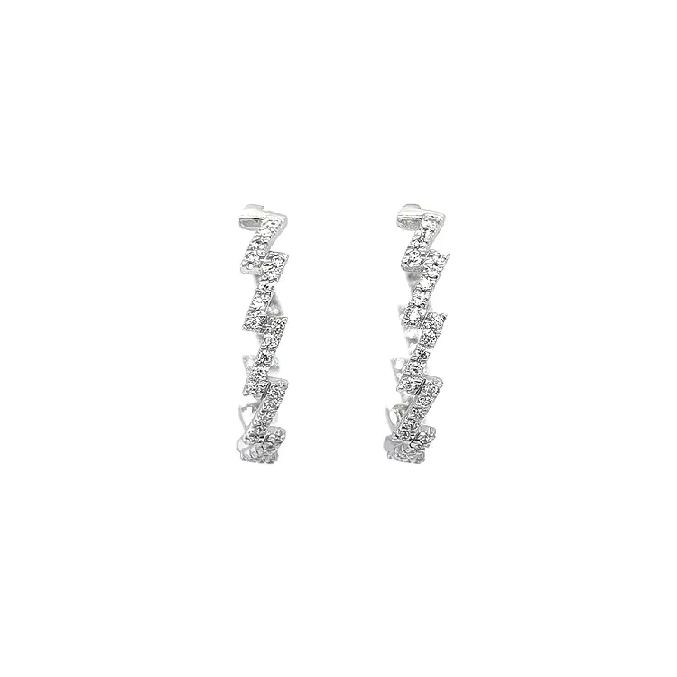 Kruhové Náušnice se Zirkony z Bílého Zlata