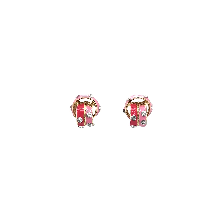 Gold Earrings with Enamel and Zircons