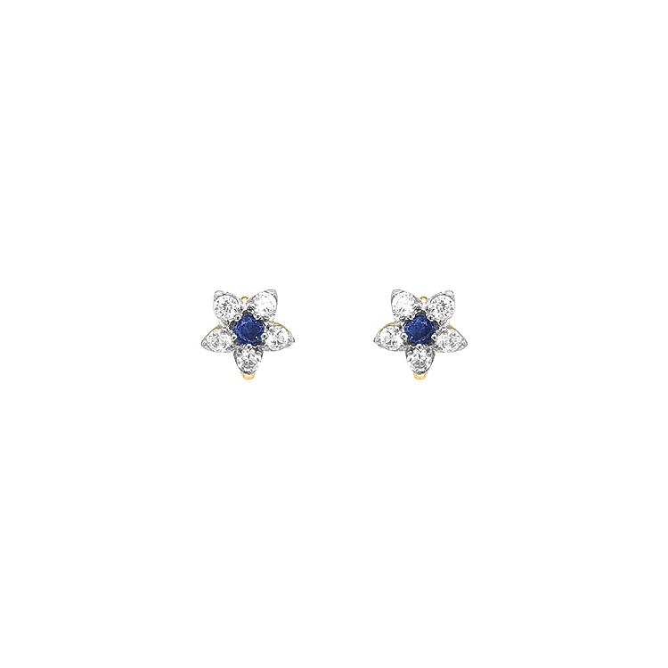Gold Earrings Flowers with Zircons