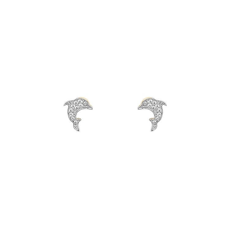 Golden Dolphin Earrings with Zircones