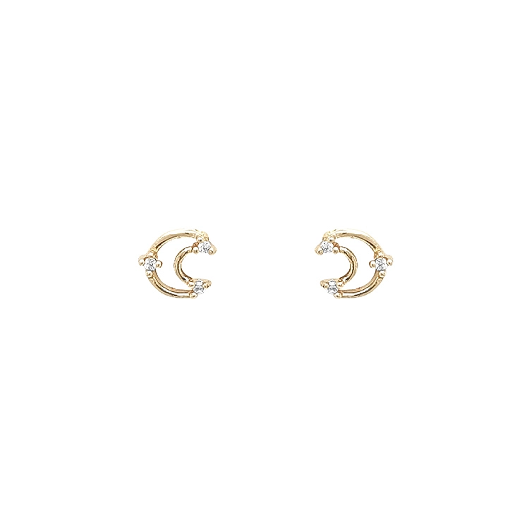 Gold Earrings Crescent with Zircones