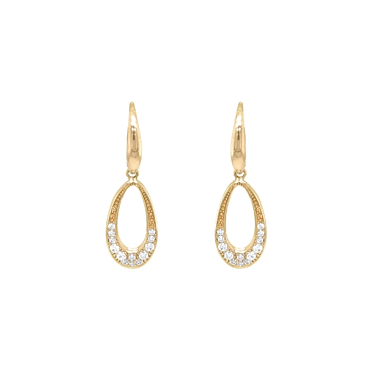 Gold dangle earrings with Zircons