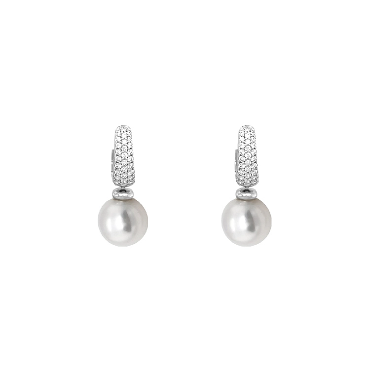Gold Pearl Earrings with Zircones