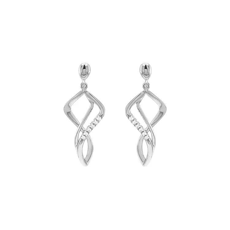 Zlaté Visací Náušnice se Zirkony