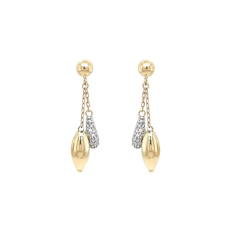 Gold dangle earrings with Zircons