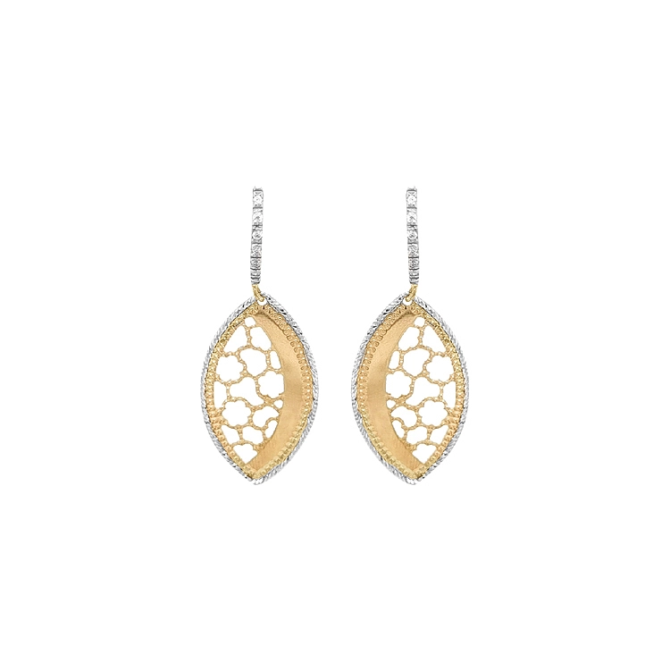 Gold dangle earrings with Zircons