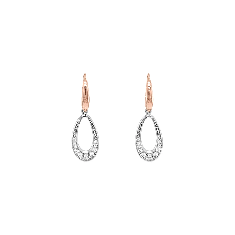 Pendant Earrings with Zircones in Gold