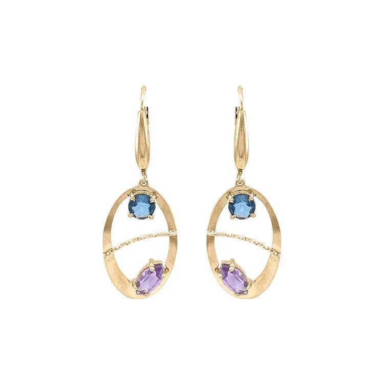 Zlaté Visací Náušnice se Zirkony