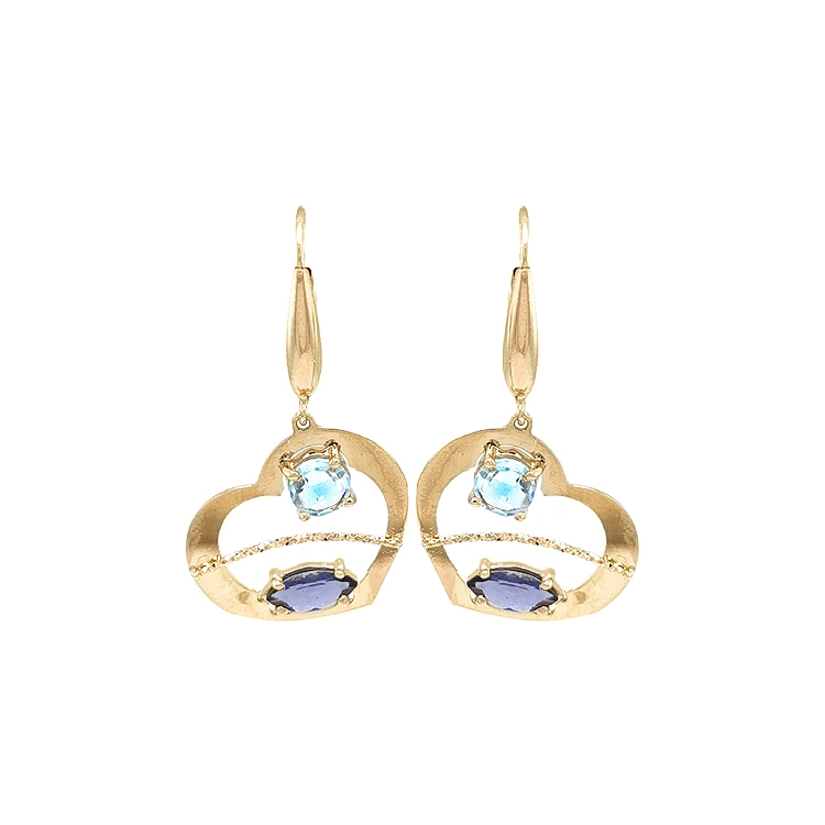 Gold Vicasi Earrings with Coloured Stones