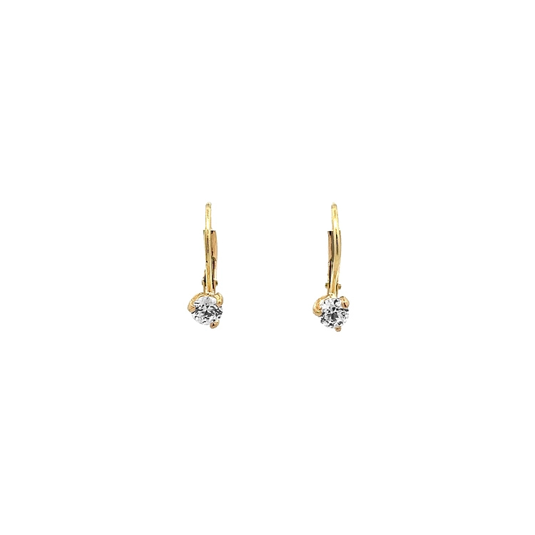 Gold Solitaire Earrings with Zircones