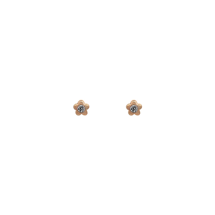 Gold Pecky Earrings Flowers with Zircones