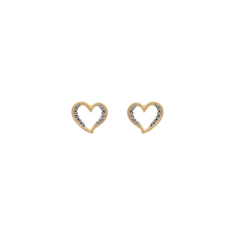 Gold Earrings Heart with Zircons