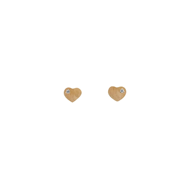 Gold Pecky Earrings Hearts with Zircons