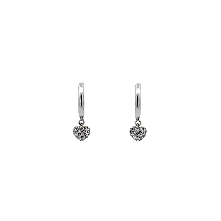 Earrings Hearts with White Gold Zircons