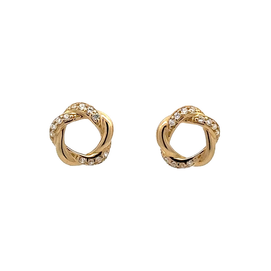 Gold Earrings with Zircons
