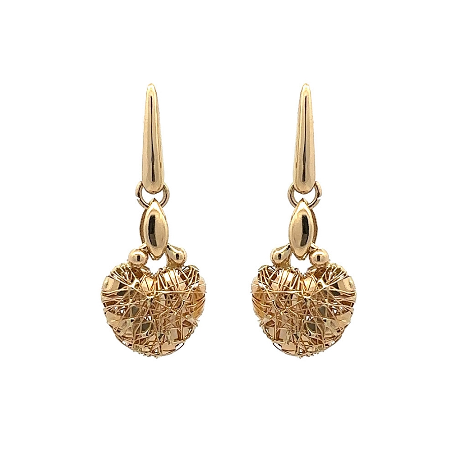 Gold Hanging Heart Earrings