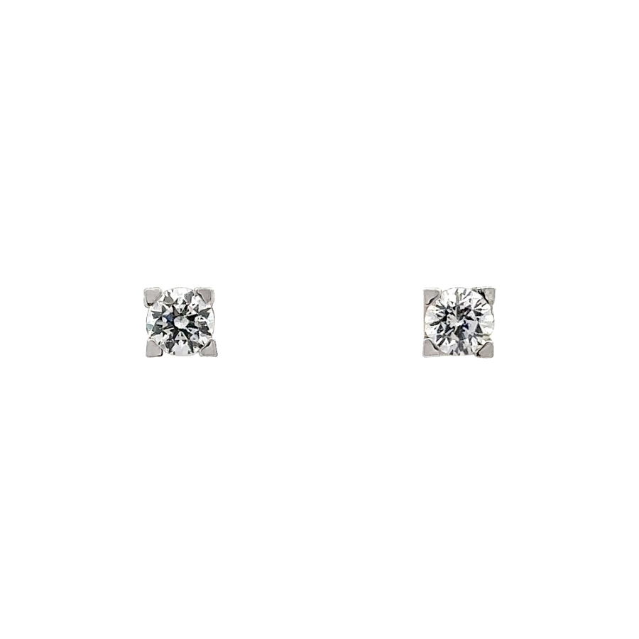 Earrings with White Gold Zircons