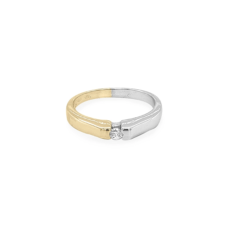 Gold Engagement Ring with Zircon