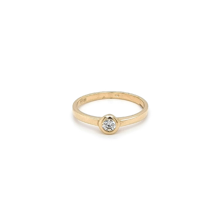 Gold Engagement Ring with Zircon