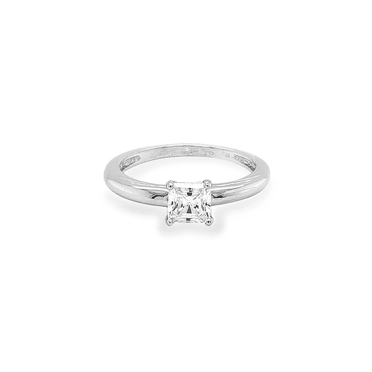 Gold Engagement Ring with Zircon