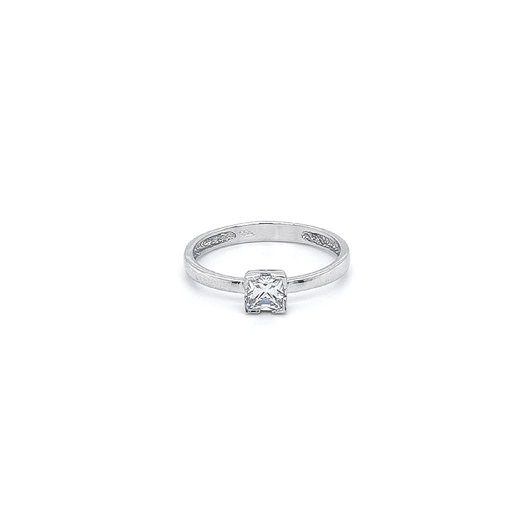 Engagement Ring with White Gold Zircon