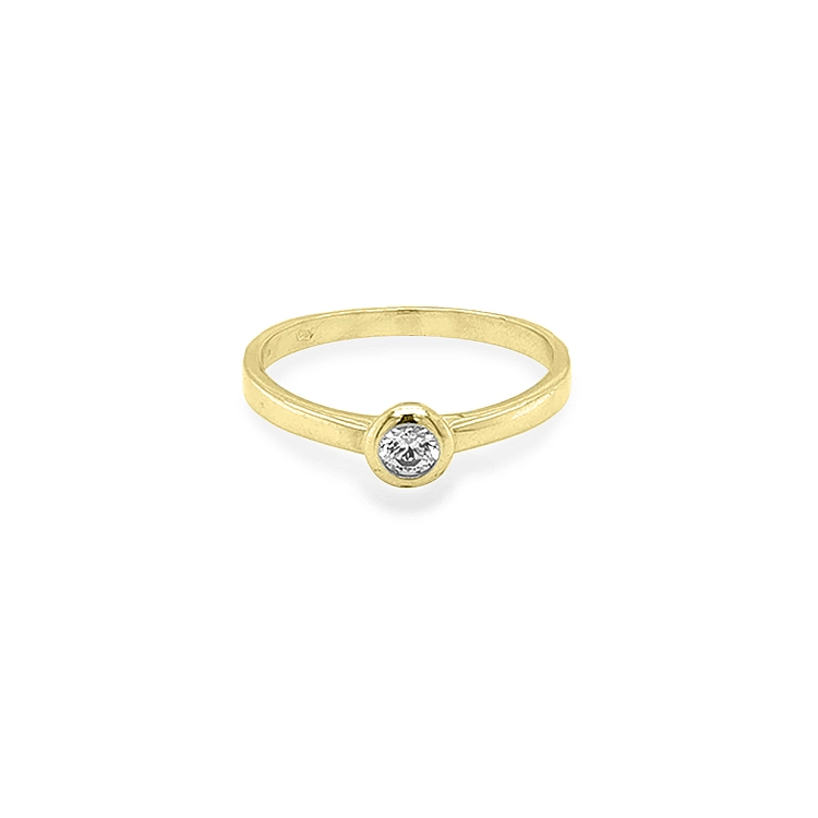 Gold Engagement Ring with Zircon