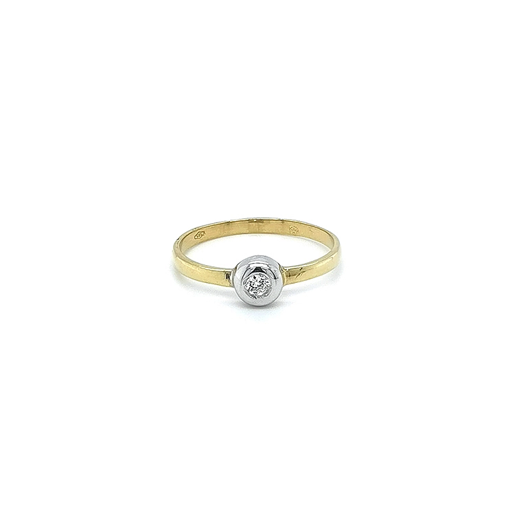 Gold Engagement Ring with Zircon
