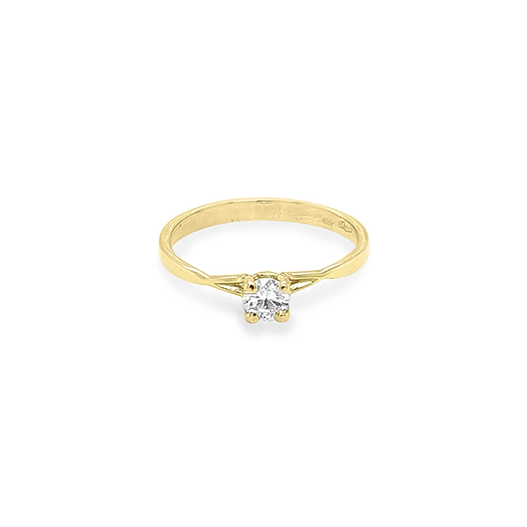 Gold Engagement Ring with Zircon