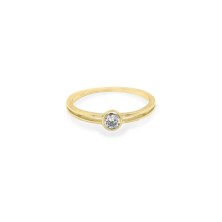 Gold Engagement Ring with Zircon