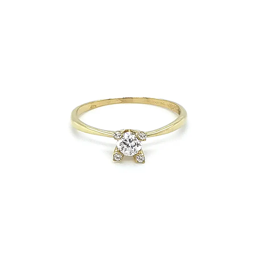 Zlatý Zásnubní Prsten se Zirkony