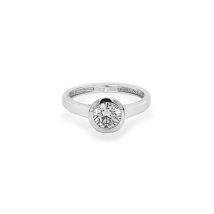 Gold Engagement Ring with Zircon