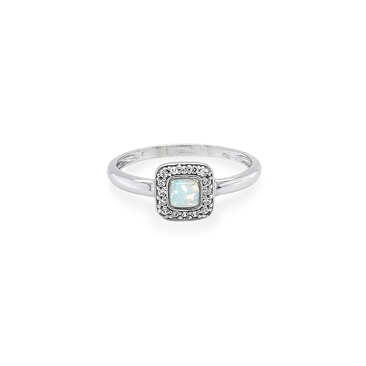 Gold Ring with Opal and Zircones