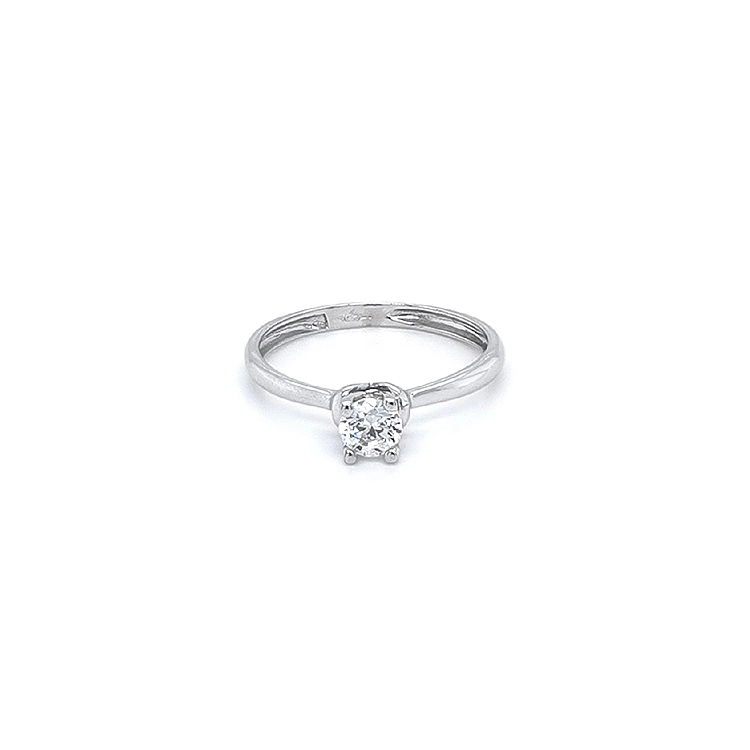 Engagement Ring with White Gold Zircon